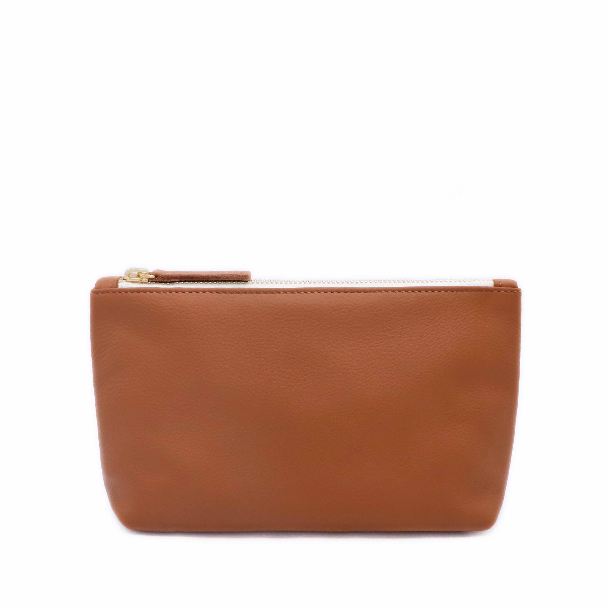 Napa Pouch - Leather zipper bag in Cream leather. Made in U.S.A. by Jana Kay.  Edit alt text