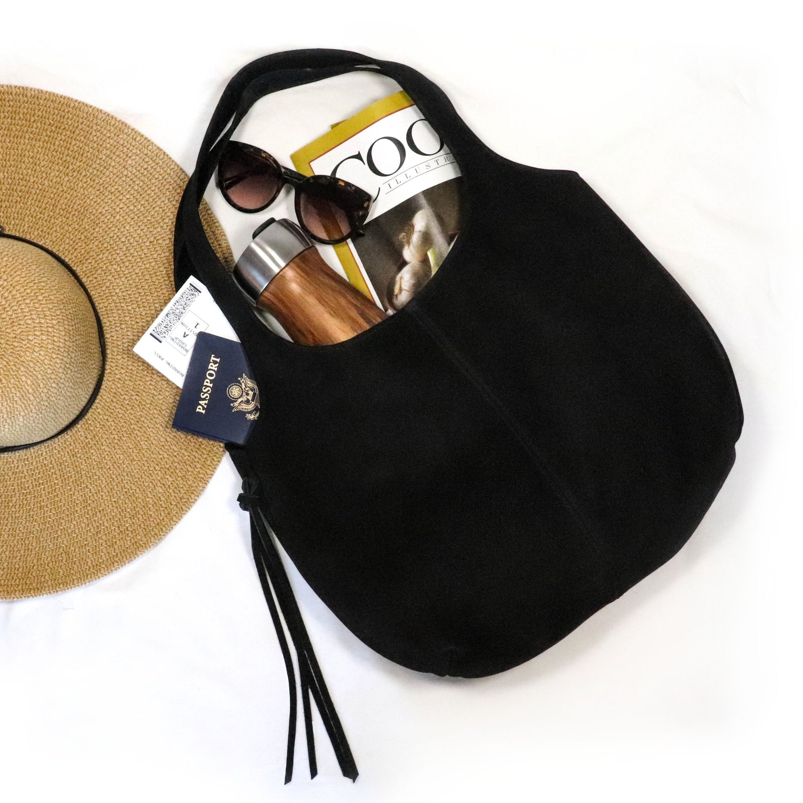 Monterey Hobo - Large hobo style shoulder bag crafted in Onyx leather. Made in U.S.A. by Jana Kay.