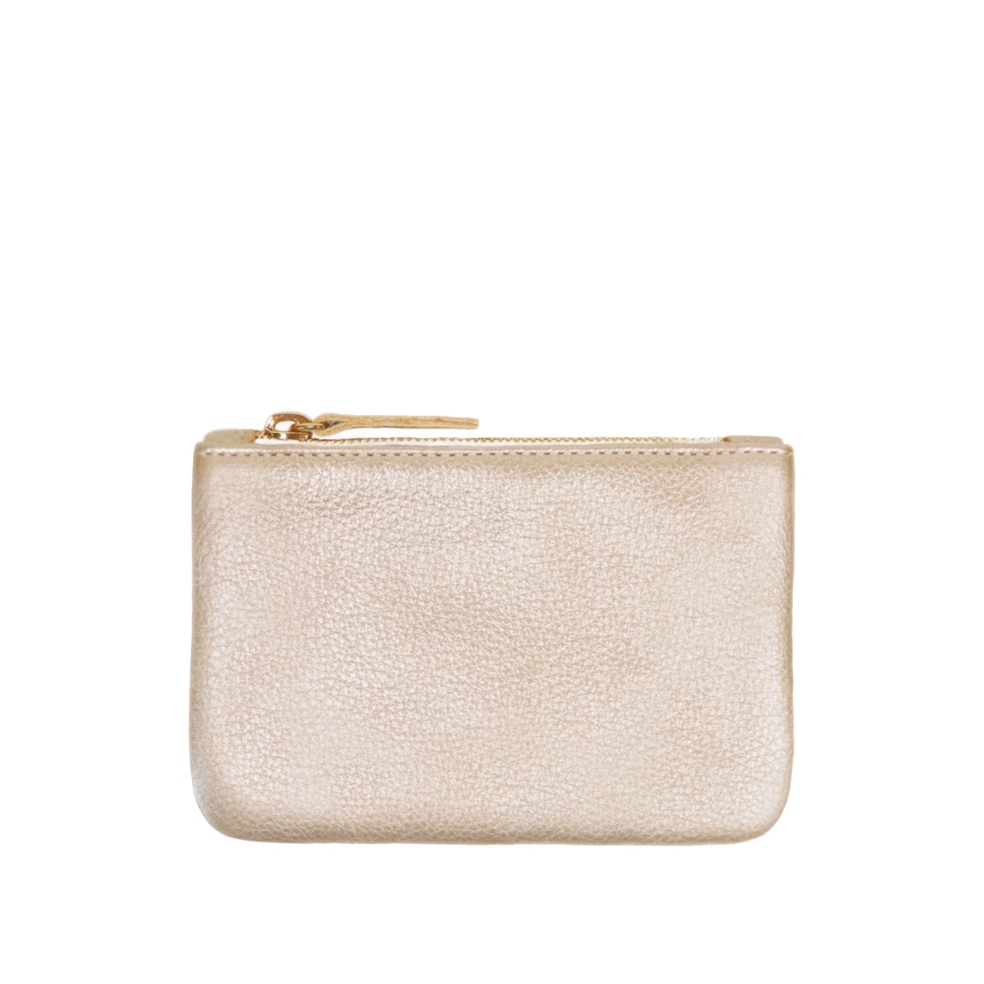 Crissy - Leather zipper pouch in champagne metallic leather.  Made in USA by jana kay 