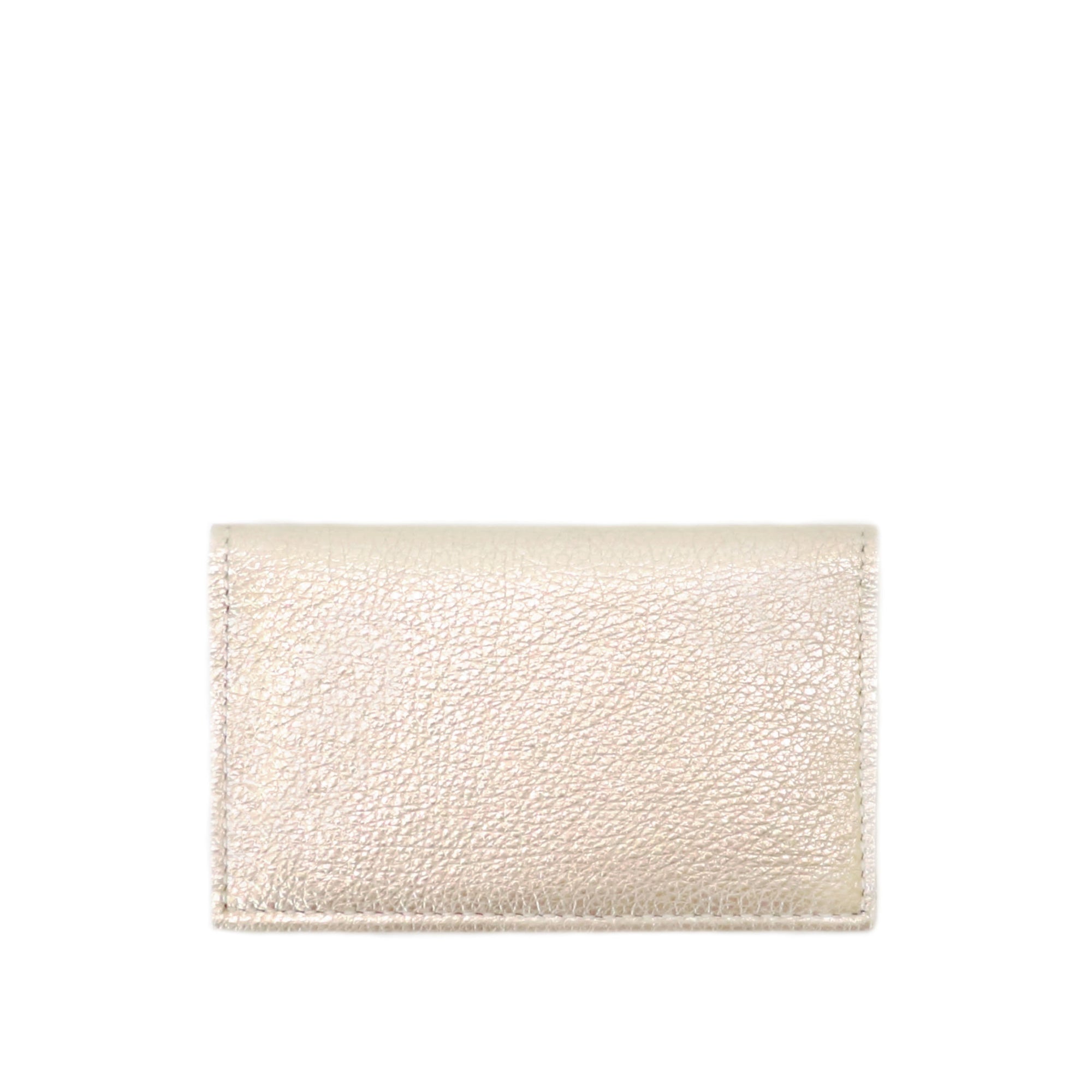 Cypress fold wallet in champagne metallic leather.  Made in USA by jana kay 