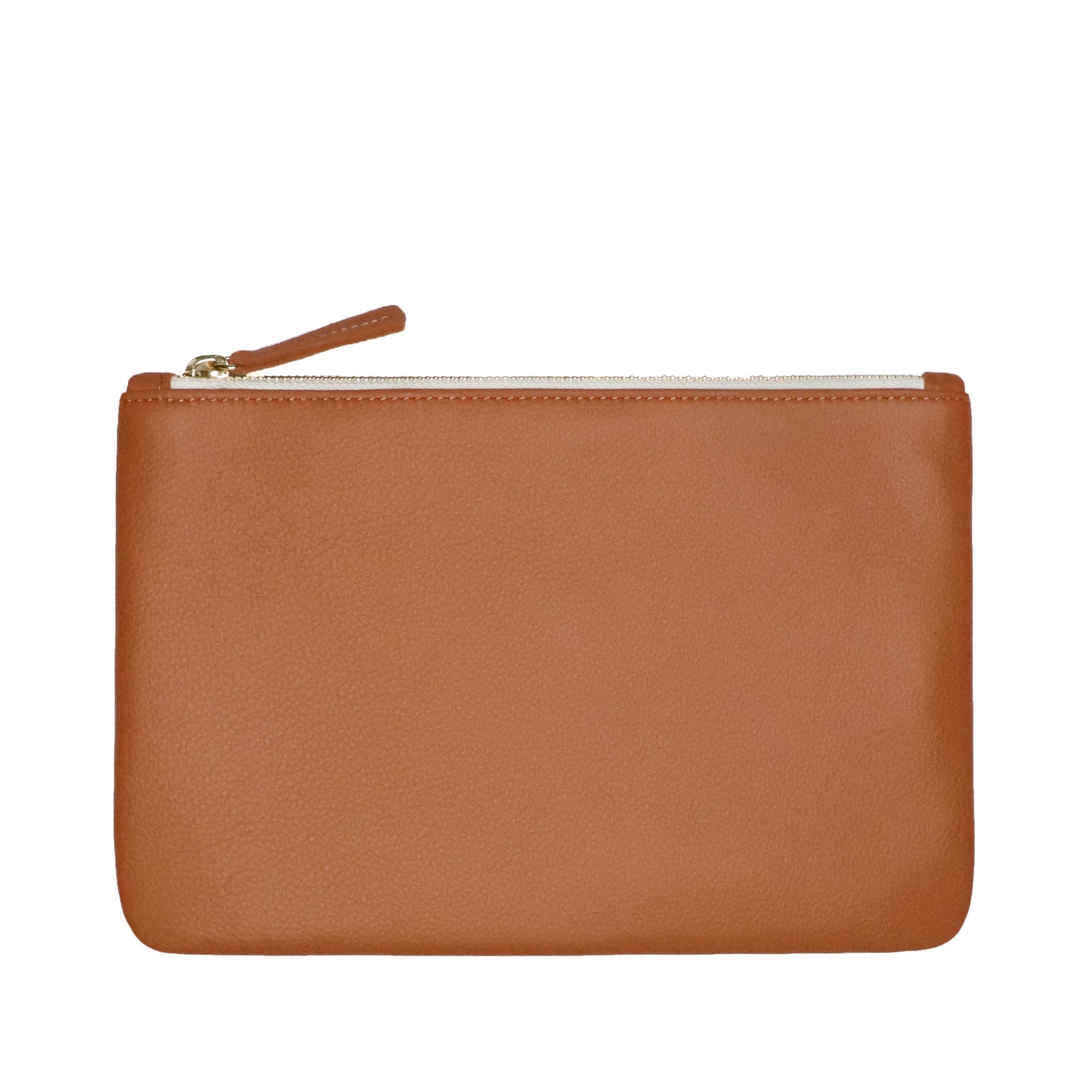 aguna Clutch - Leather zipper clutch in Acorn  leather. Made in U.S.A. by Jana Kay.  Edit alt text