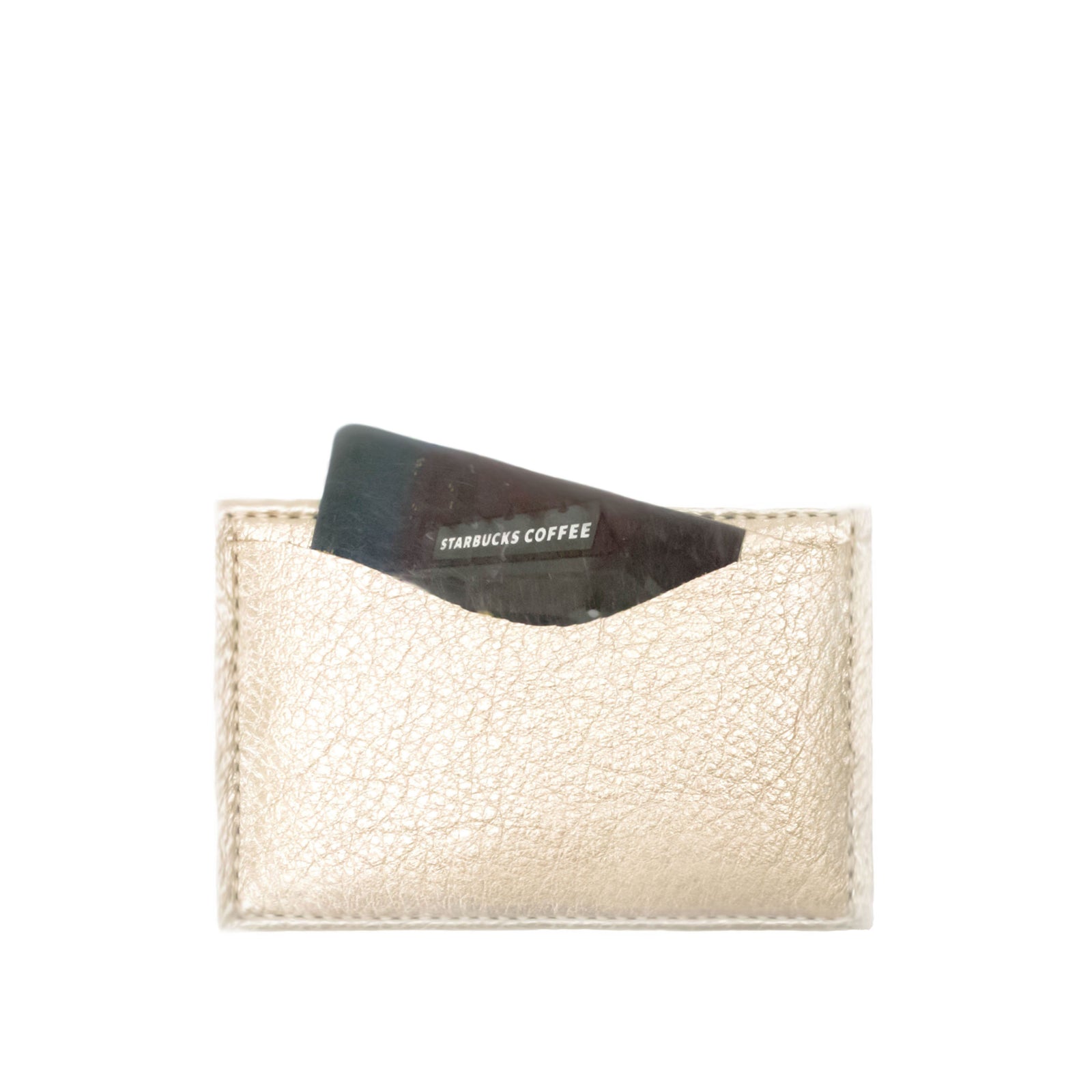 Laurel Card Case - Leather card case in champagne metallic leather. Made in U.S.A. by Jana Kay. 