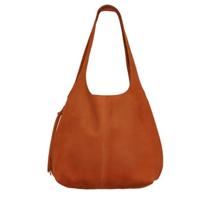 Monterey Hobo - Large hobo style shoulder bag crafted in honey nubuck leather. Made in U.S.A. by Jana Kay.
