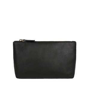 Napa Pouch - Leather zipper bag in black leather.  Made in U.S.A. by Jana Kay. 